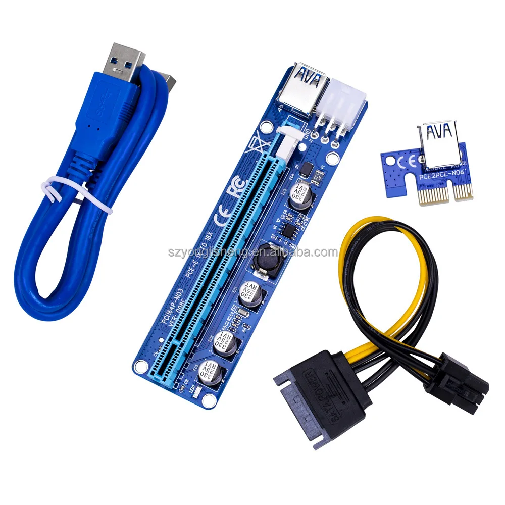 

Pcie VER008C version PCI-e X1 To X16 Card USB3.0 Cable Cable Power gpu riser 008C