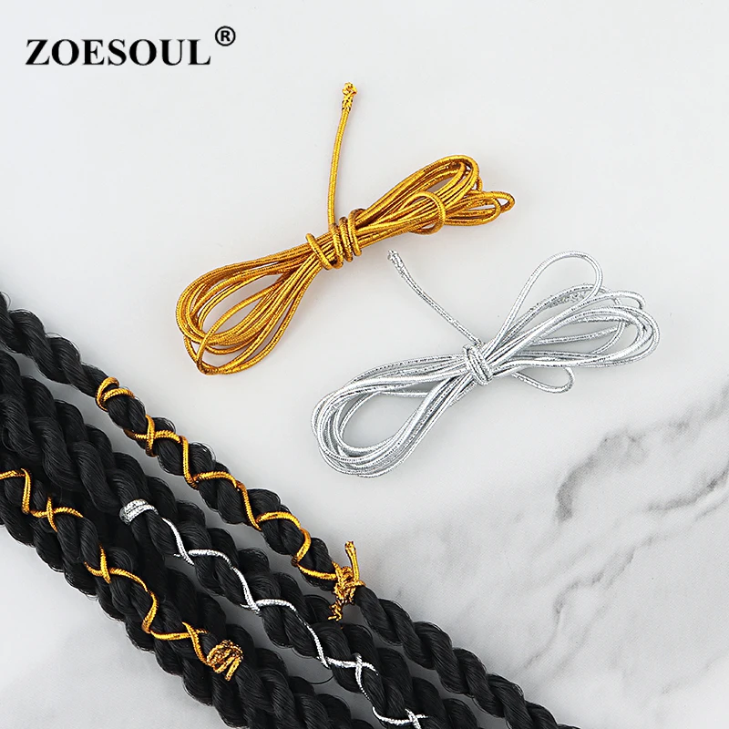 

1.0MM Golden Silver Elastic String Cord Rope for Braid Hair Extensions, Silver gold