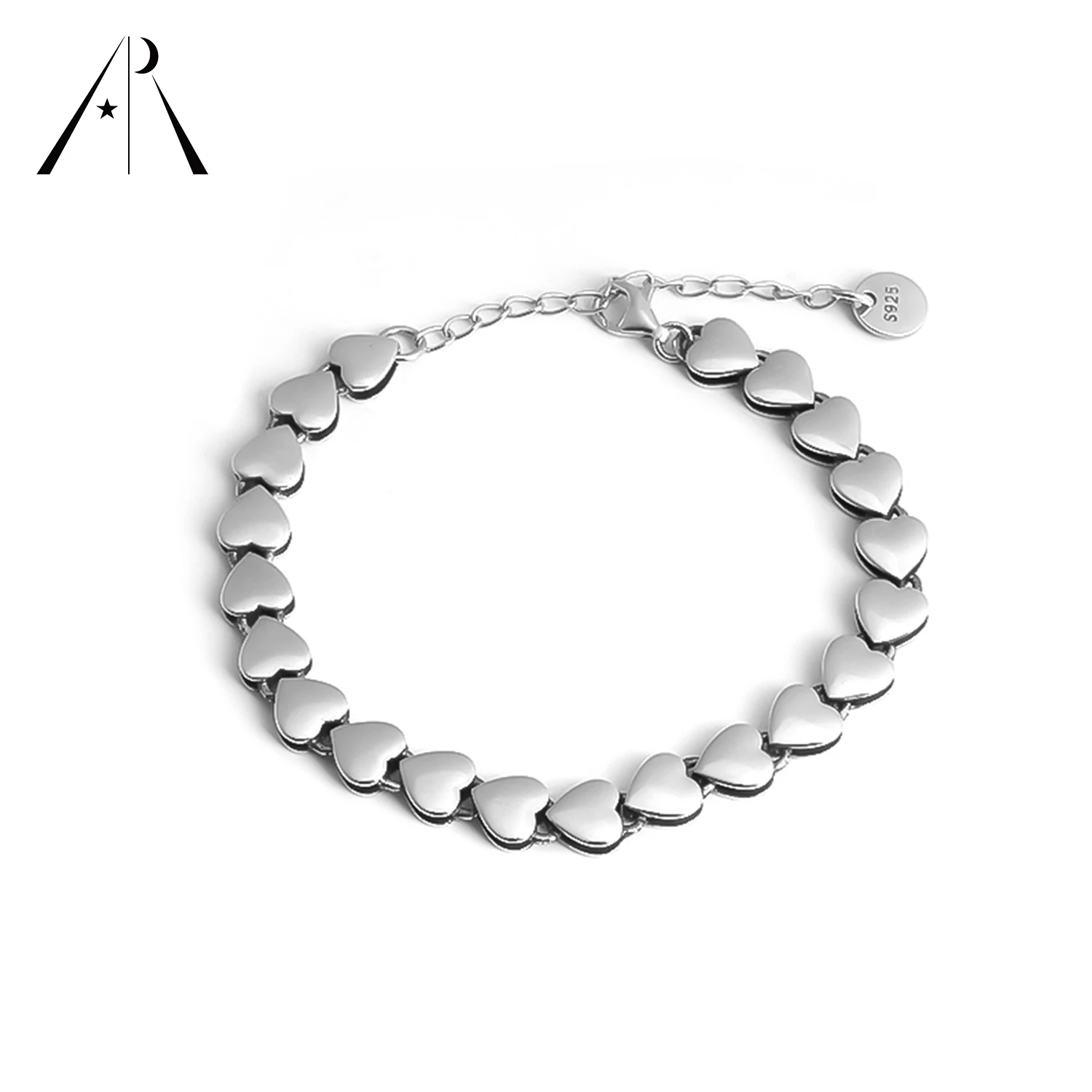 

Valentine Gift 925 Sterling Silver Heart Charms Bracelet For Women