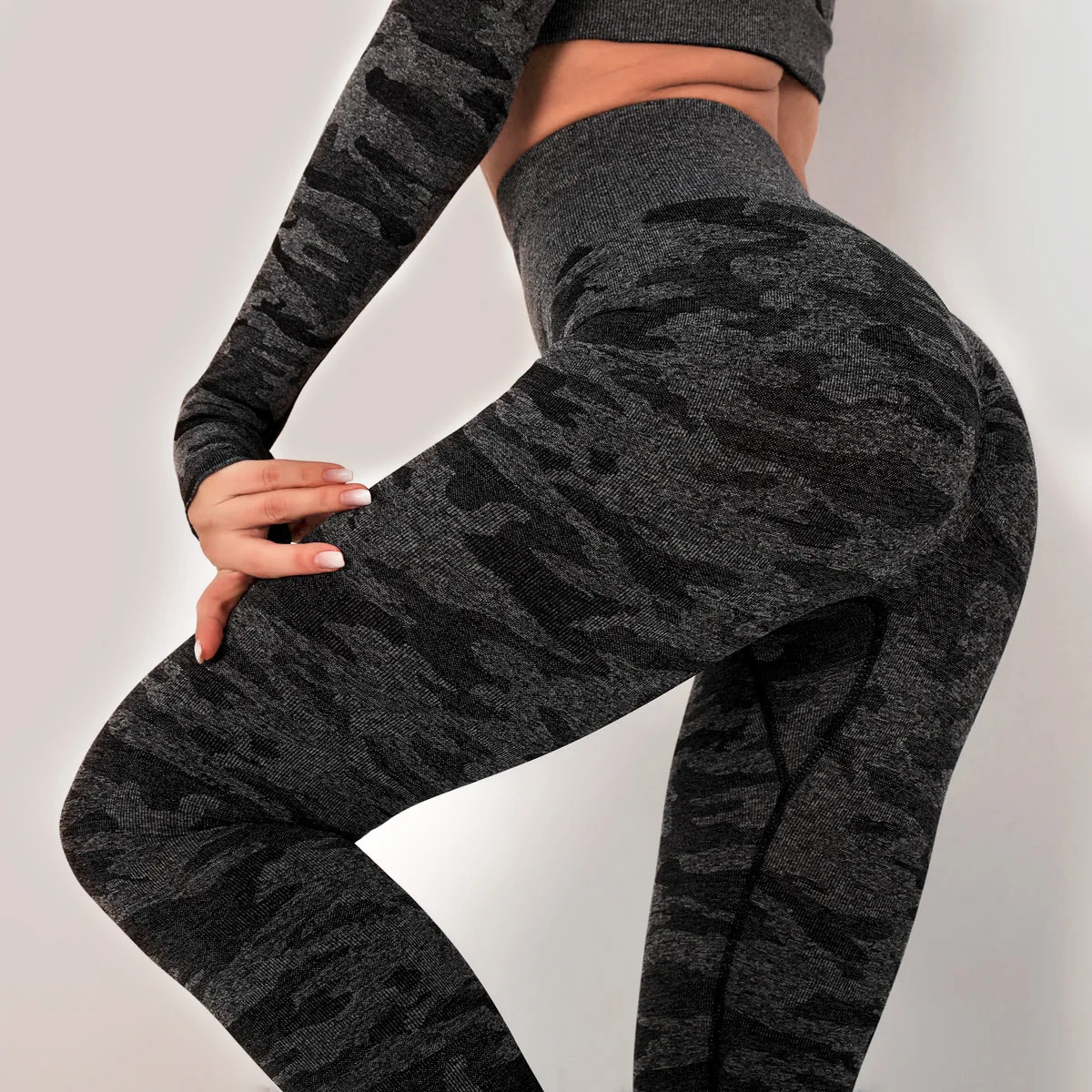 

Wholesale Cheap Sexy Camouflage Seamless High Waist Yoga Gym Fitness Leggings Women Tight Sports Black Camo Leggings