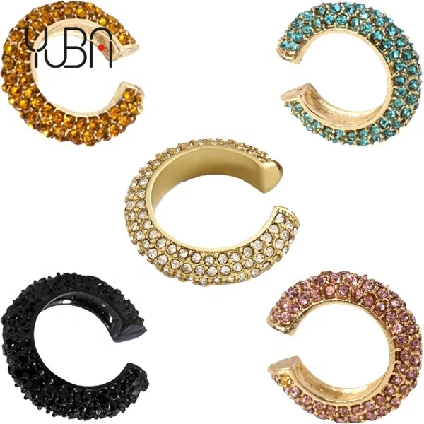 

2021 Mothers day gifts earrings clip on ear Fashion brand hot style personality C stud earrings alloy colorful diamond, Picture