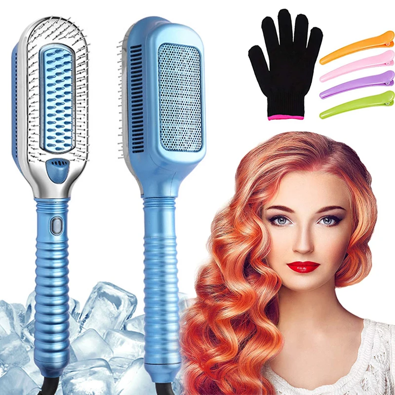 

Mesky 309 Flat Iron Ice Therapy Hair Straightener Brush Ion Flat Iron Cold Cool Wind No Heat Anion Ice Flat Iron Cold Brush//