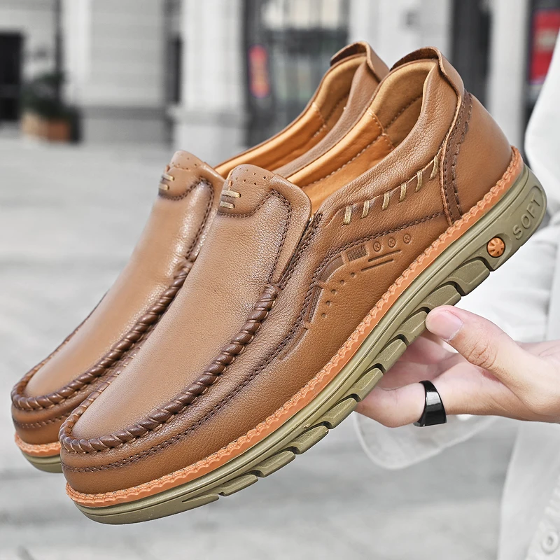 Hellosport Fashionable Cheap Wholesale Men's Genuine Leather Lace-Up Closure Anti-Slip Lightweight Office & Career Dress Shoes