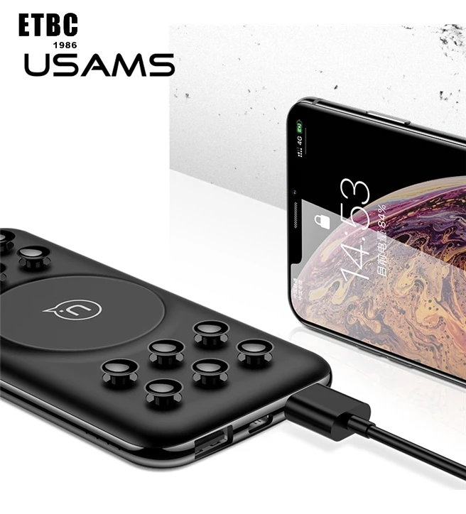 Free Shipping USAMS New Product QC3.0 PD Power Banks Wireless Fast Charging 10000mAh Power Bank Mobile Charger With Suction Cup - ANKUX.COM