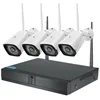 low price Outdoor 4 channel bullet ip camera h.264 h.265 2mp wifi nvr kit LCD All in One Wi-Fi Kits