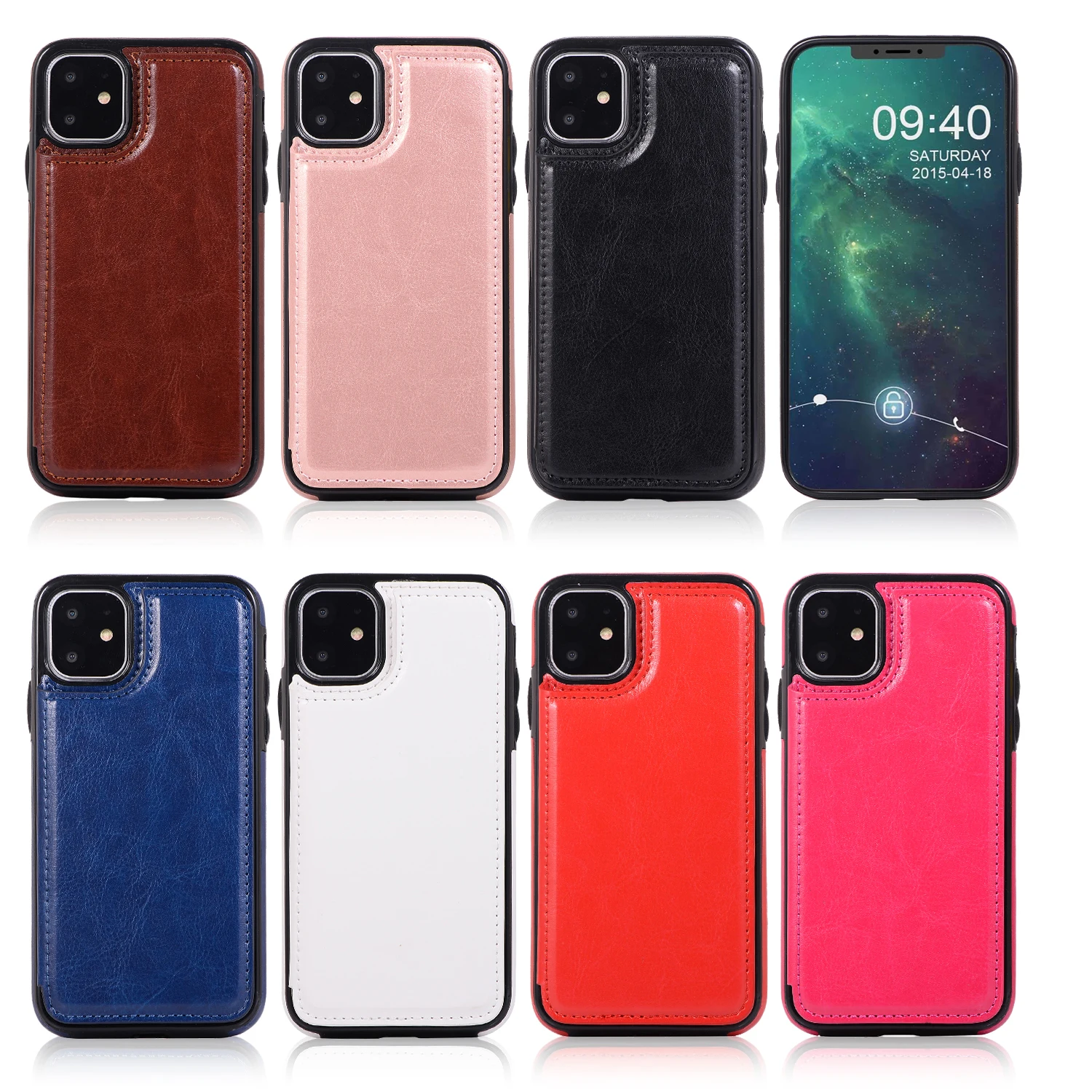 

Newest Magnetic Flip Card Holder Case for iPhone 12 SE 2020 PU Flip Wallet Leather Case for iPhone 12