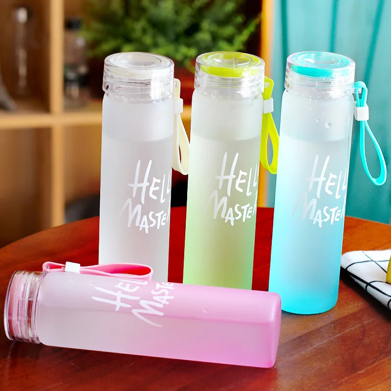 

High Quality Sublimation Blank Frosted Gradient Color Drinkware Matte Glass Water Bottles For Heat Press Printing, As picture showing