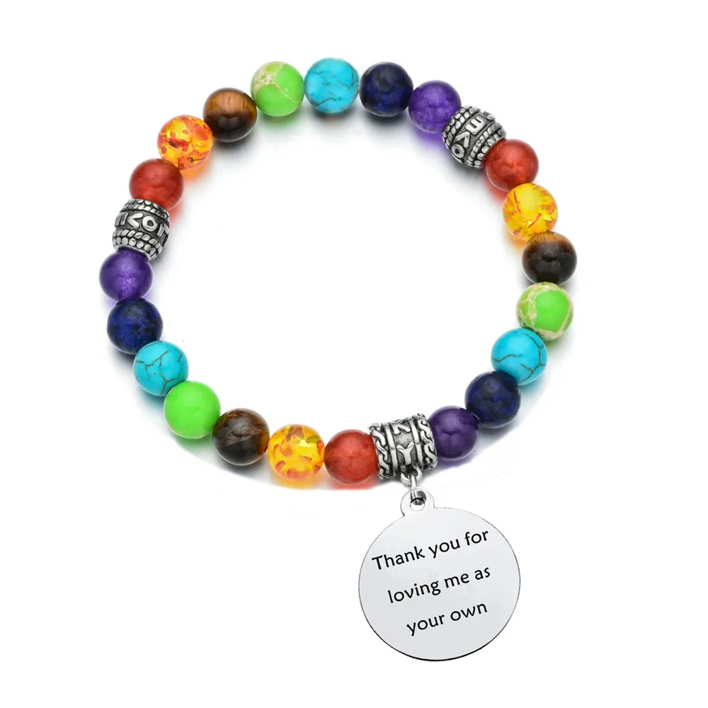 

Stepmom Bonus Mom Gifts 7 Chakra Healing Beads Bracelets for Women Step Mom Jewelry from Daughter for Stepmother