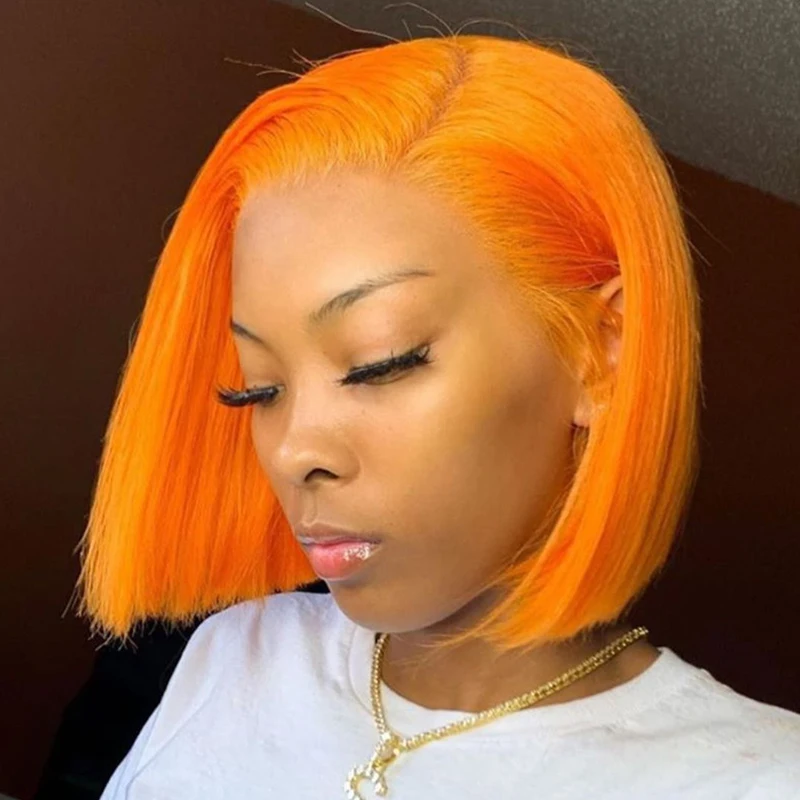 

Orange Bob Wigs Human Hair Wigs Brazilian Human Hair Wigs Lace Frontal