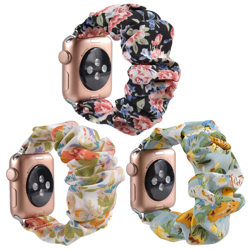 

Women Girls Velvet Elastics Wristbands Soft Scrunchies Watch Bands For Apple Watch 38mm 42mm 40mm 44mm, Optional