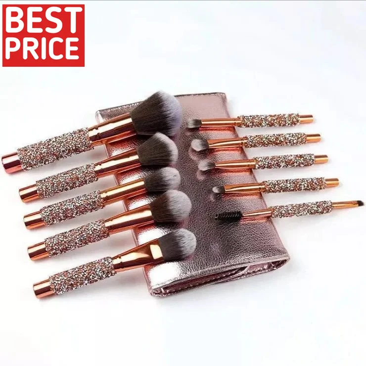 

2020 Hot selling set de brochas de maquillaje vegan make up brush set diamond crystal handle makeup brushes