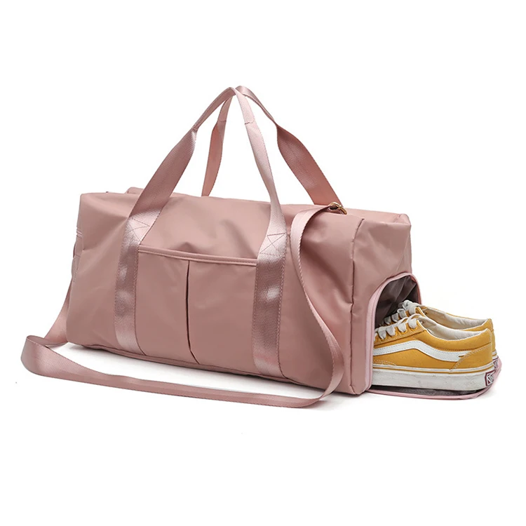 

Custom logo Waterproof pink Gym Bag With Shoe Compartment Dry and wet separation Women yoga Outdoor Travel Bag