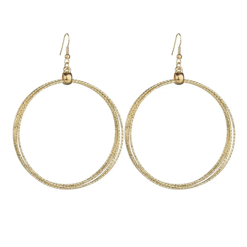 

Charare personality gold big circle metal pendant earrings, Gold, silver, black