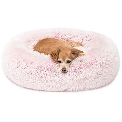 

Small Soft Donut Faux Round Dog Bed Luxury Washable Plush Fluffy Pet Dog Bed, Picture