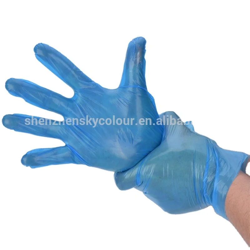 

Blue Powder free similar Vinyl disposable tpe food grade Plastic Gloves, Clear & blue