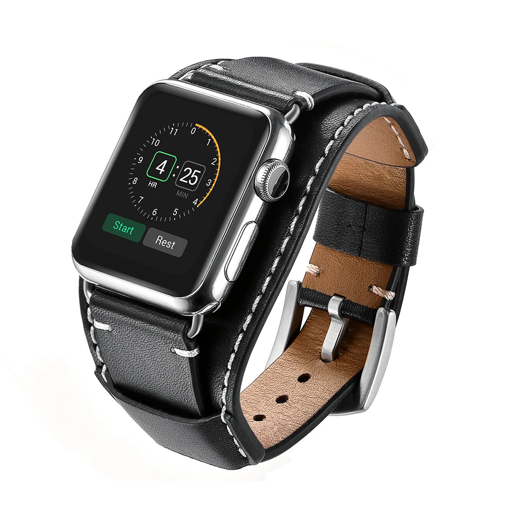 

Cuff Leather Band Strap Bracelet for 38/40mm/42mm/44mm Apple Watch Series 3 4 2