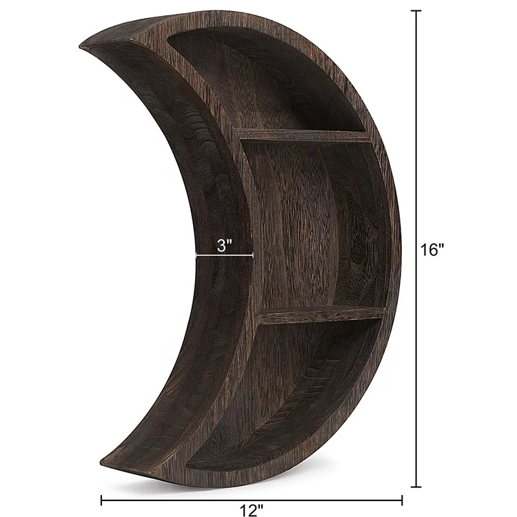
factory direct sale solid wood hanging moon wall mounted shelf display home decor 