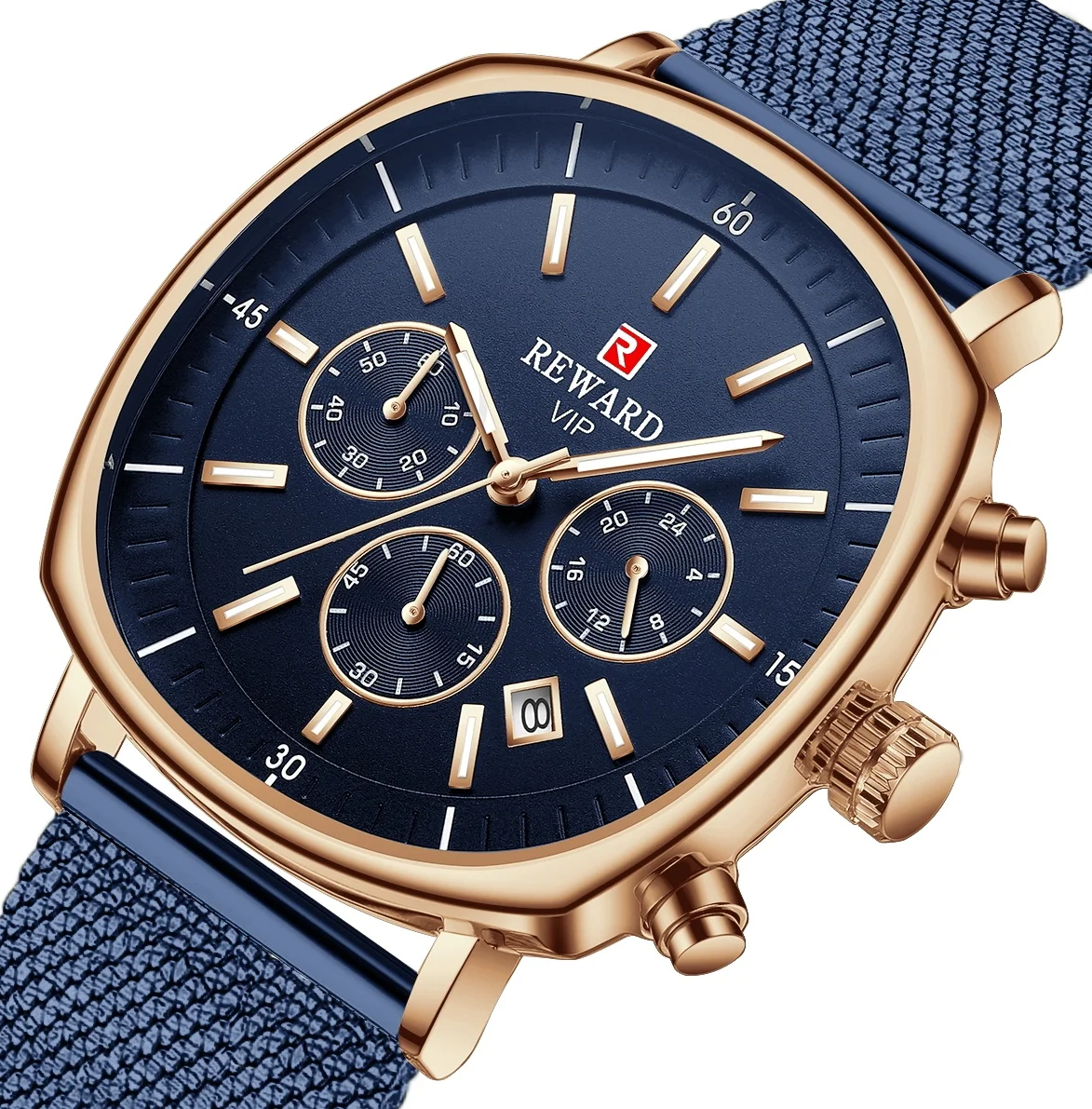 

Reward China watch supplier stainless steel new blue quartz watches for men business sport style trend wristwatch gift