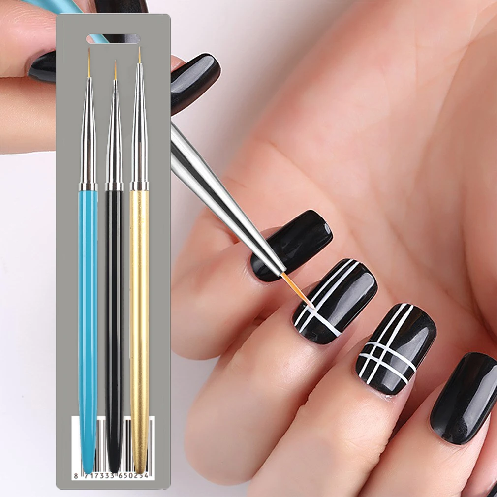 

Nail Brush Nail Art Drawing High Quality Nylon Brush and Rhinestone Plastic Handle Belong Nail Beauty Tools, Black