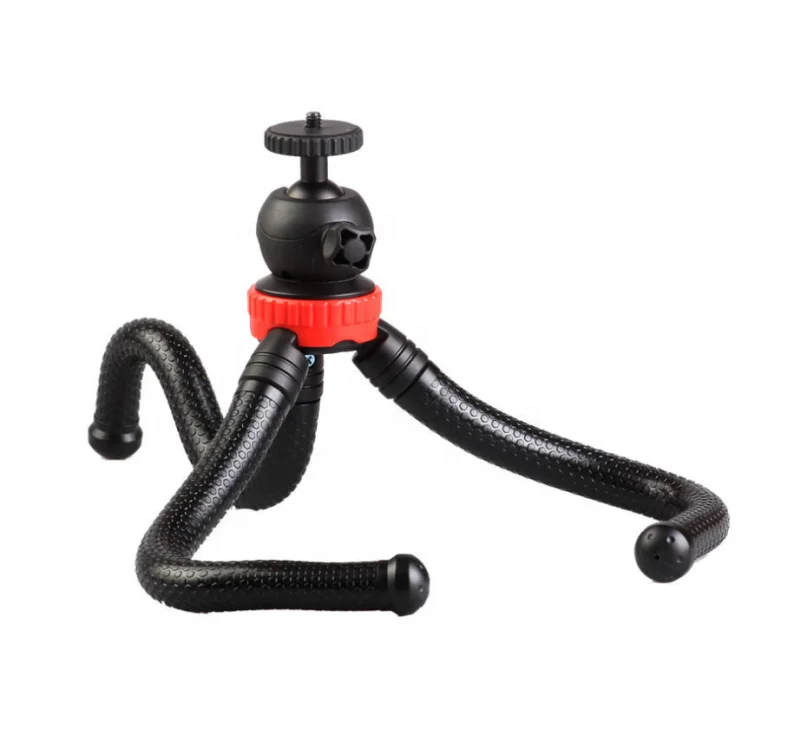 

Flexible Octopus Tripod Durable Stand with High Elastic Twisted Legs Detachable Swivel Ball Head Mount for Go Pro Cell Phone, Black