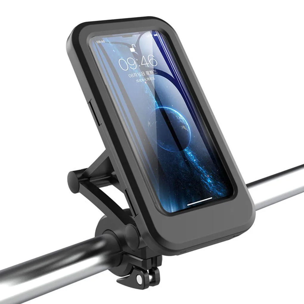

Adjustable Waterproof Bicycle Phone Holder for 4.5-7 inch Phone Case Motorcycle Handlebar Phone Stand Mount Support Bag Bracket, Black