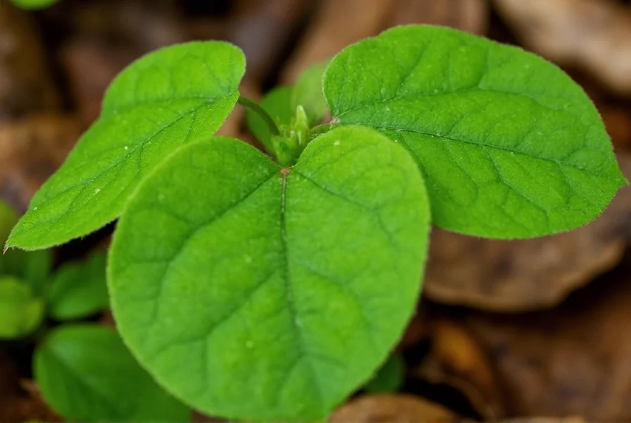 Wild ginger plant with heart-shaped leaves growing in shaded woodland habitat in Hilliard Ohio
