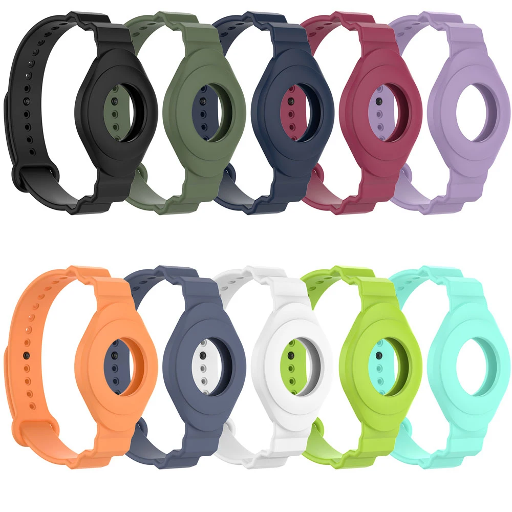 

Lianmi New Sports Protective Case For Airtag band Soft Silicone Sports Anti-Sweat Kids Watch Band For Airtags Strap, Multi colors/as the picture shows