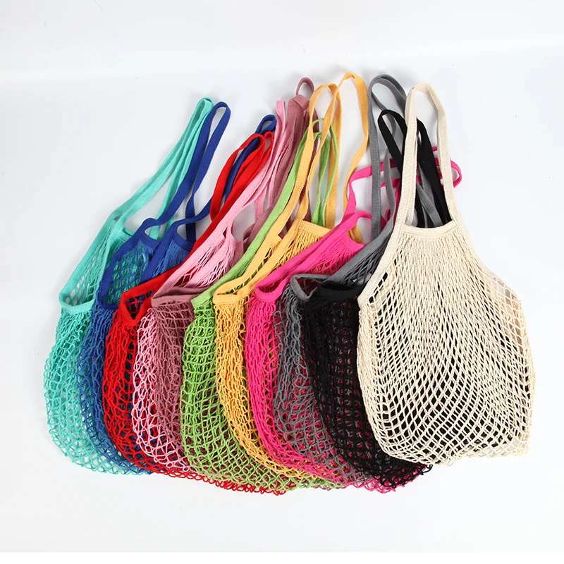 

Grocery Beach Bag Gift Cotton Mesh Bags with Handles, White.ect