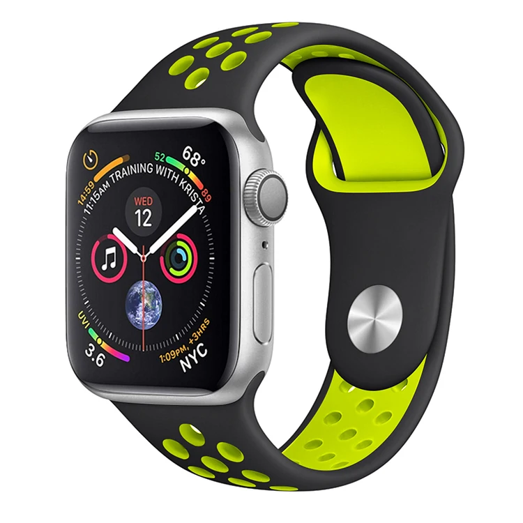 Soft Silicone Sport Strap Replacement Bands Compatible for Apple Watch Series 5 iWatch 4 3 2 1 Sport Nike+ Edition