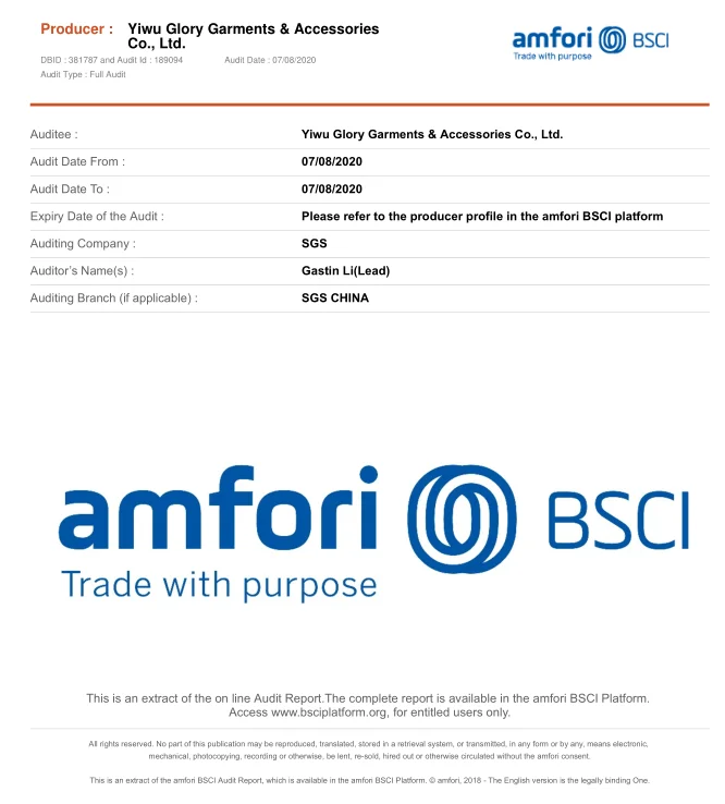 Yiwu Glory Garments & Accessories Co., Ltd.