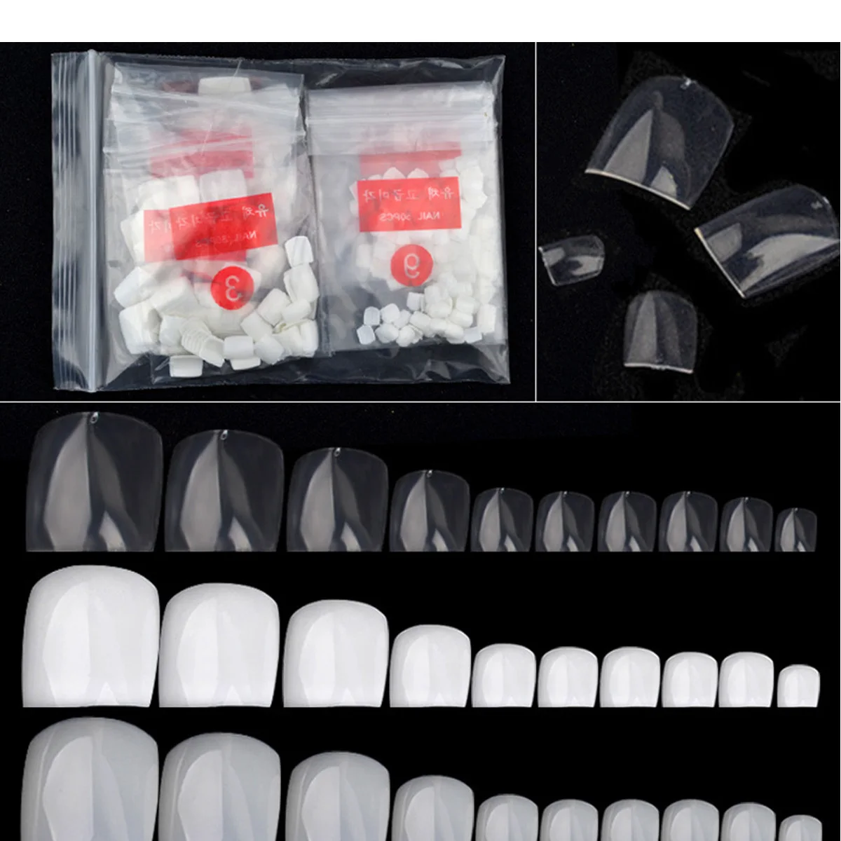 

500 Fake Nail Art Toe Painting Tips Manicure DIY Paste Accessory Glue Natural Clear Colored Toenails Set Toe False Nail False