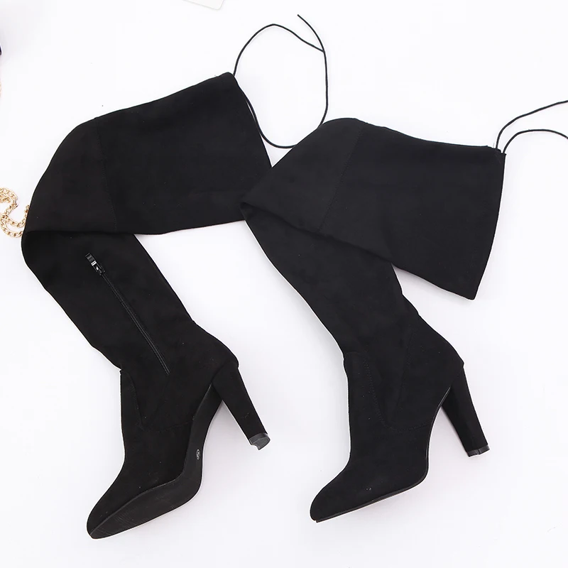 

Autumn and winter foreign trade new American pointed heel elastic women's shoes