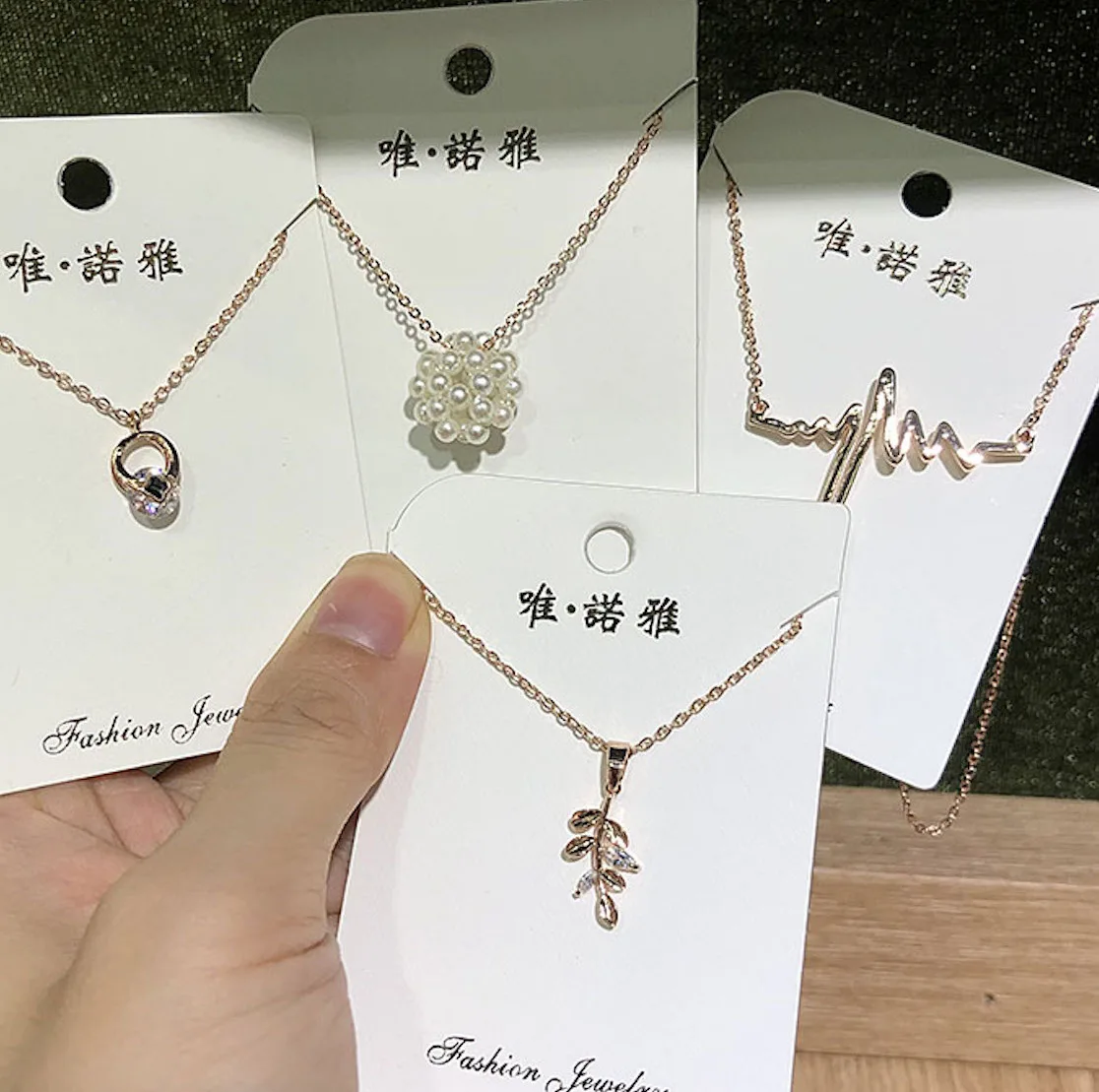 

PUSHI jewelry Factory wholesale luxury simple necklace mix bulk accessories female fashion jewelry gold plated zircon necklace