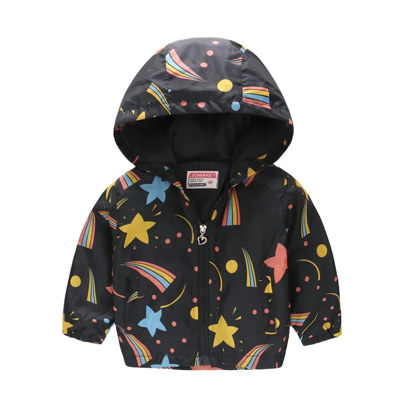 

Summer Thin Printed Children Jacket Spring Long Sleeved Cartoon Thin Hooded Zipper Skirt