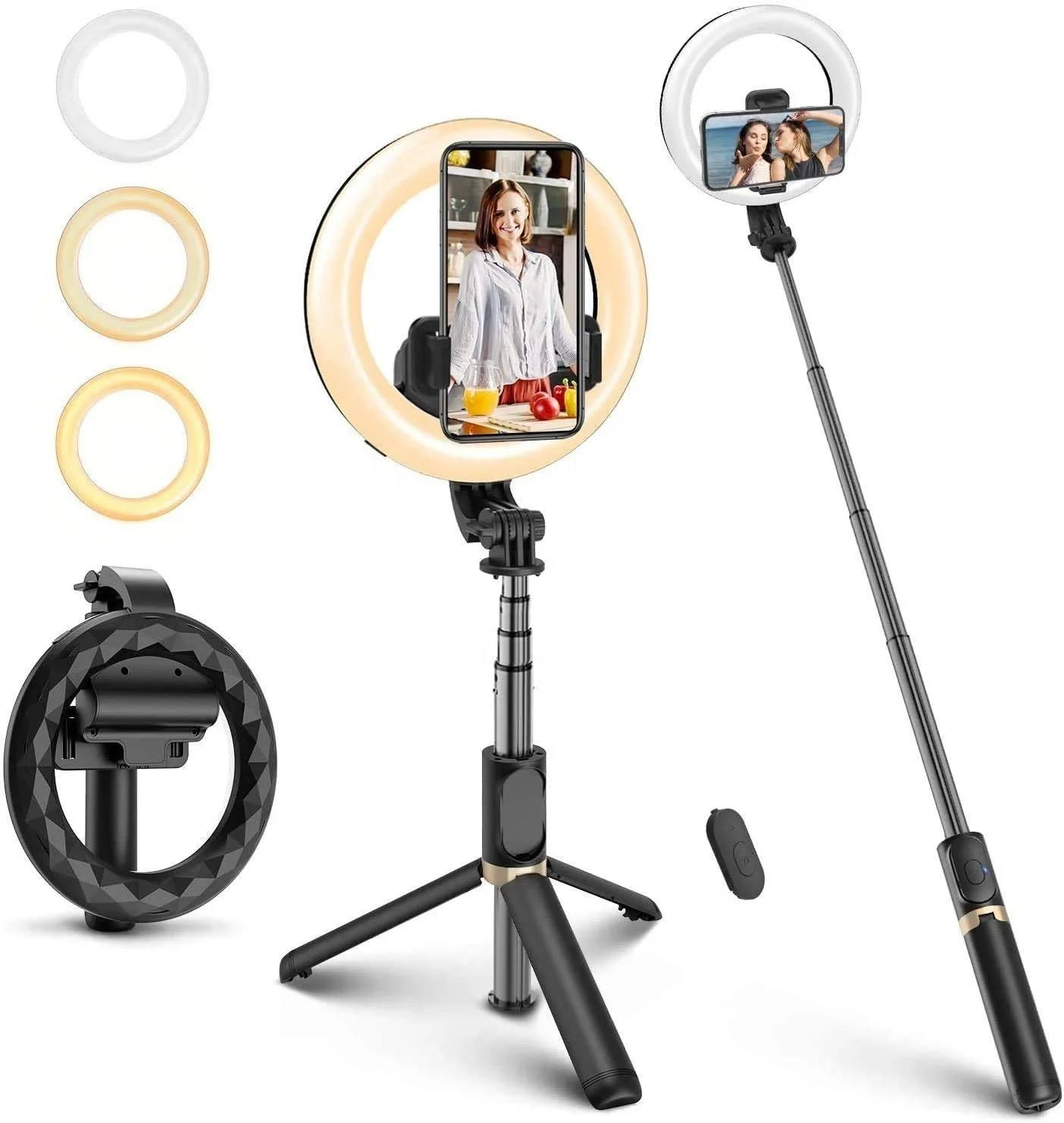 

CYKE Hot Sale Q07 6 Inch Selfie Ring Lights with Tripod Stand Video Selfie Stick Led Ring Lamp Battery Operated Luz Ring Light