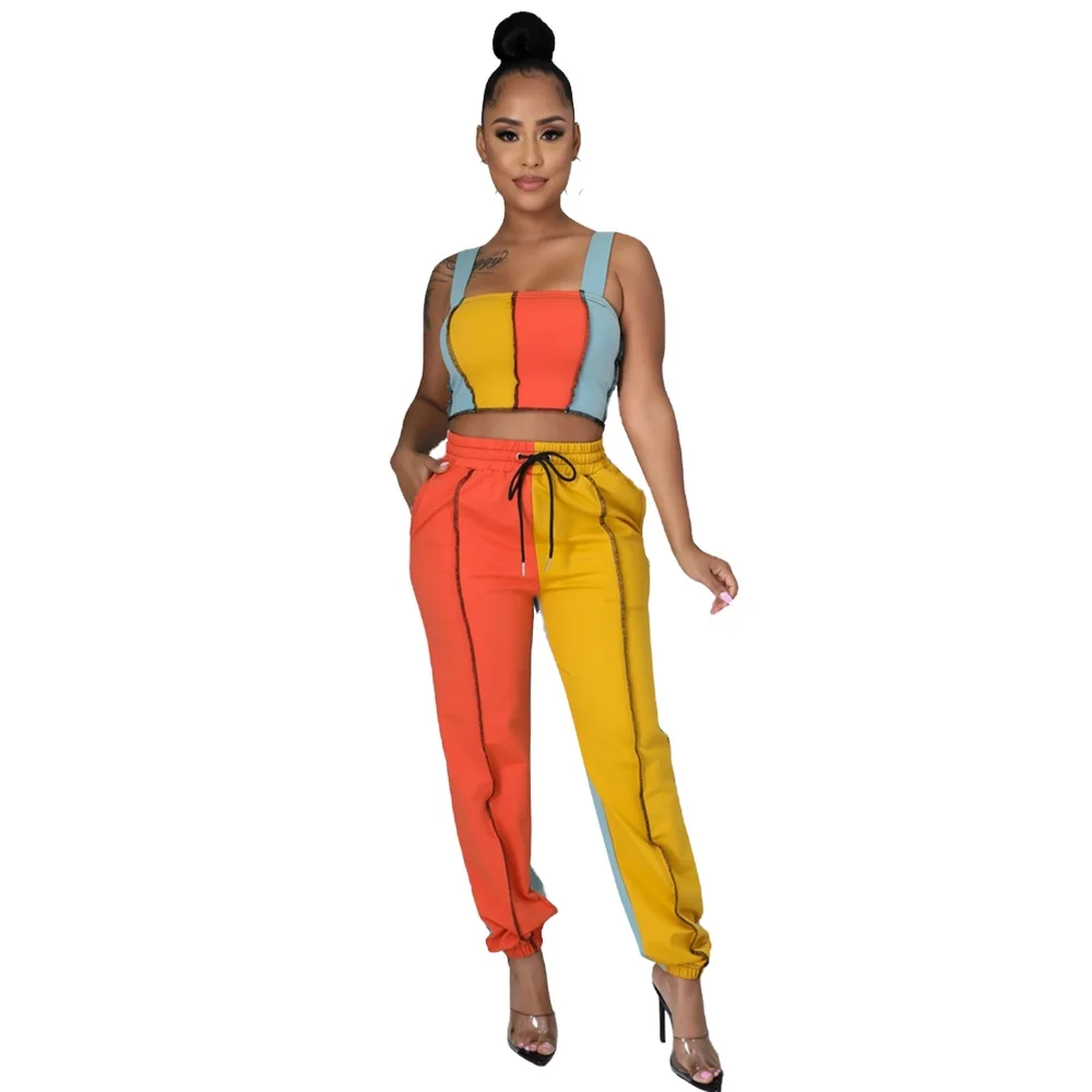 

2021 summer New fashion arrivals ladies clothes spring and summer casual slim vest sports two-piece suit