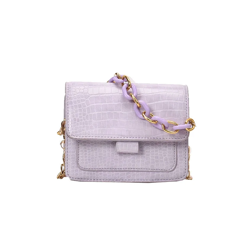 

Wholesale New Fashion Pu Leather Women Pure Color Square Purse Hand Bags Chain Shoulder Crossbody Bag For Girls, Customized
