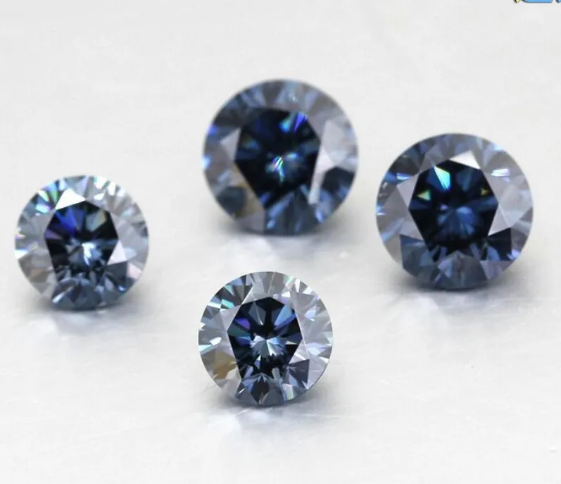 

2021 HOT SALE NEW Dark fancy vivid Blue 9MM round brilliant cut color beautiful moissanite Wuzhou Holycome