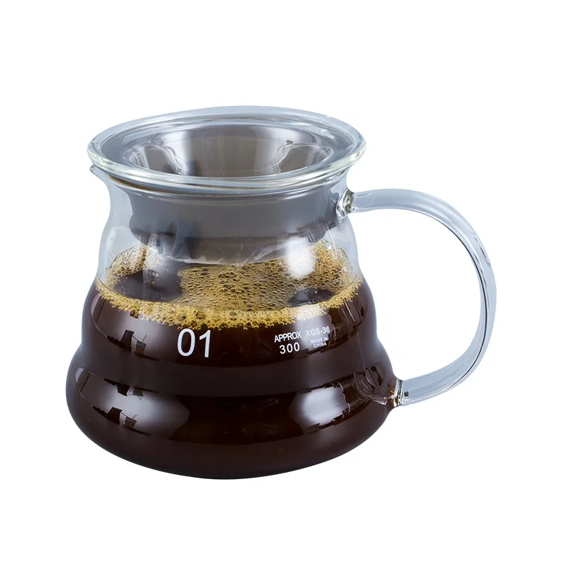 

360/600ml Heat-Resistant Coffee Jug V60 Coffee Drip Kettle Water Bottle Barista Glass Server