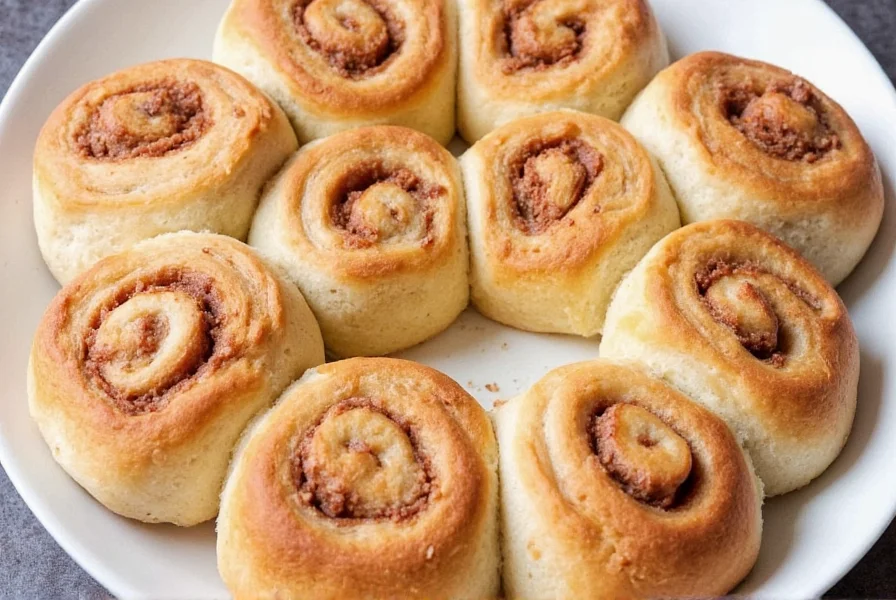 Step-by-step photos of easy cinnamon roll preparation showing dough mixing, rolling, and baking stages