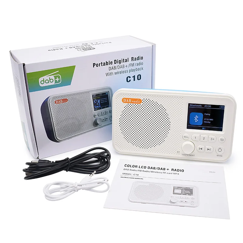 

2021 New Mini Retro Auto Dab Fm Digital Radio Receiver With Alarm Clock mp3 Player, Bt Speaker,aux,tfcard Slot C10, White