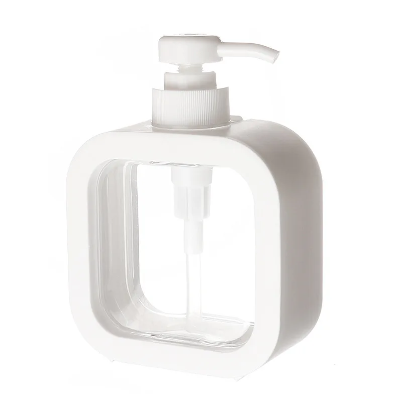 

300ml 500ml Refillable transparent Plastic square body Lotion Pump bottle for shampoo dispenser