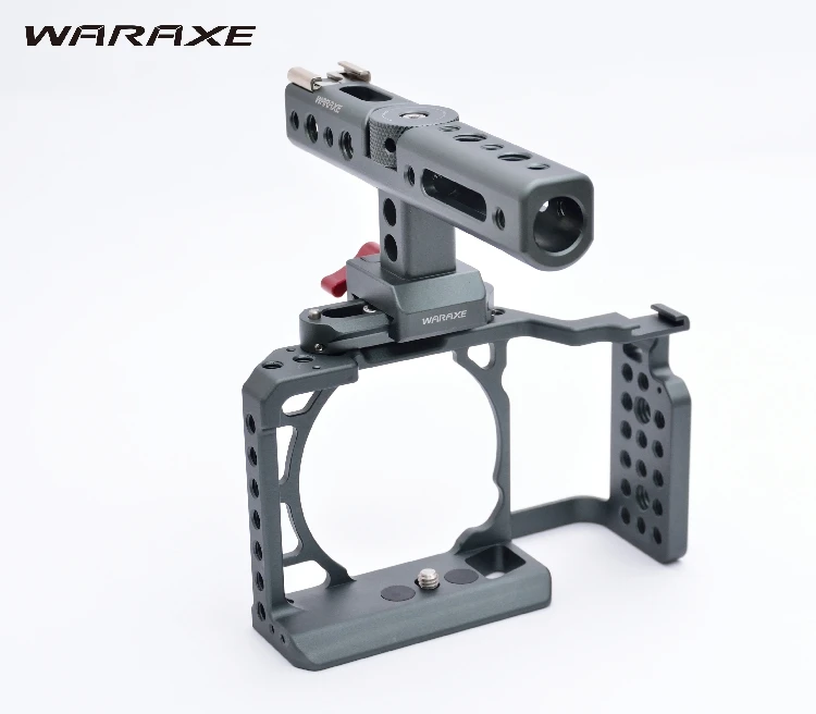 

WARAXE A6 Kit Camera Cage For NATO Rail Handle Grip for Sony ILCE-6000 6300 A6500 1/4" and 3/8" Threaded Holes Cold Shoe Base