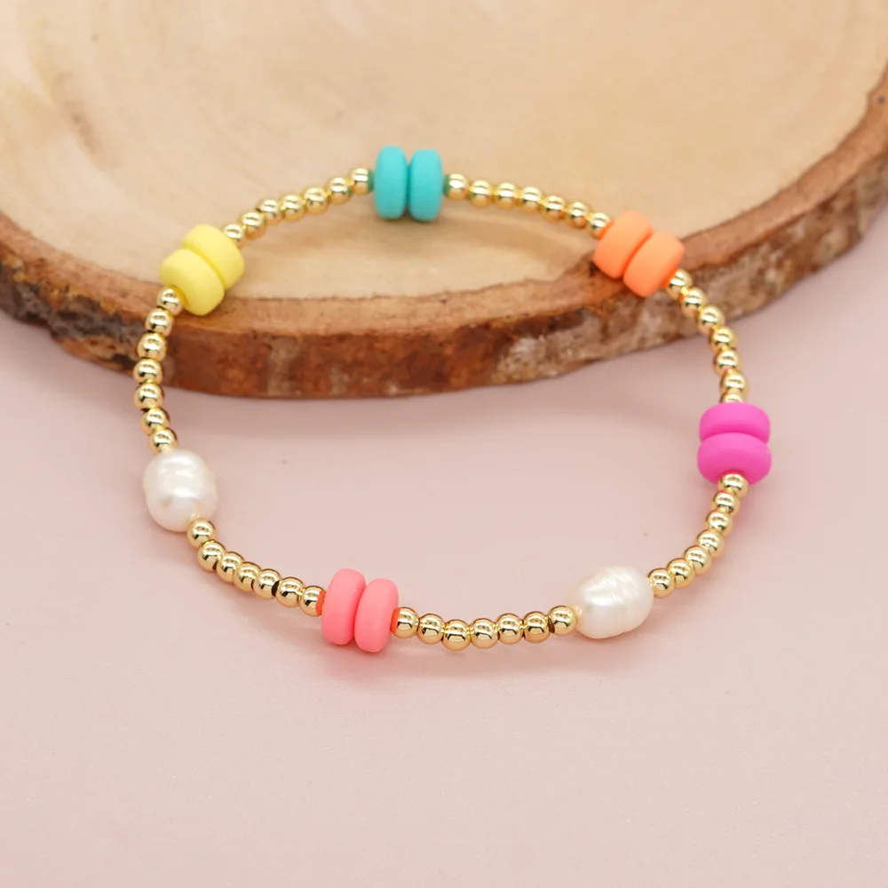 

Go2boho Colorful Abacus Polymer Gold Plated Beaded Bracelet Women Pulsera Jewelry Fashion Boho Handmade Couple Pearl Bracelet