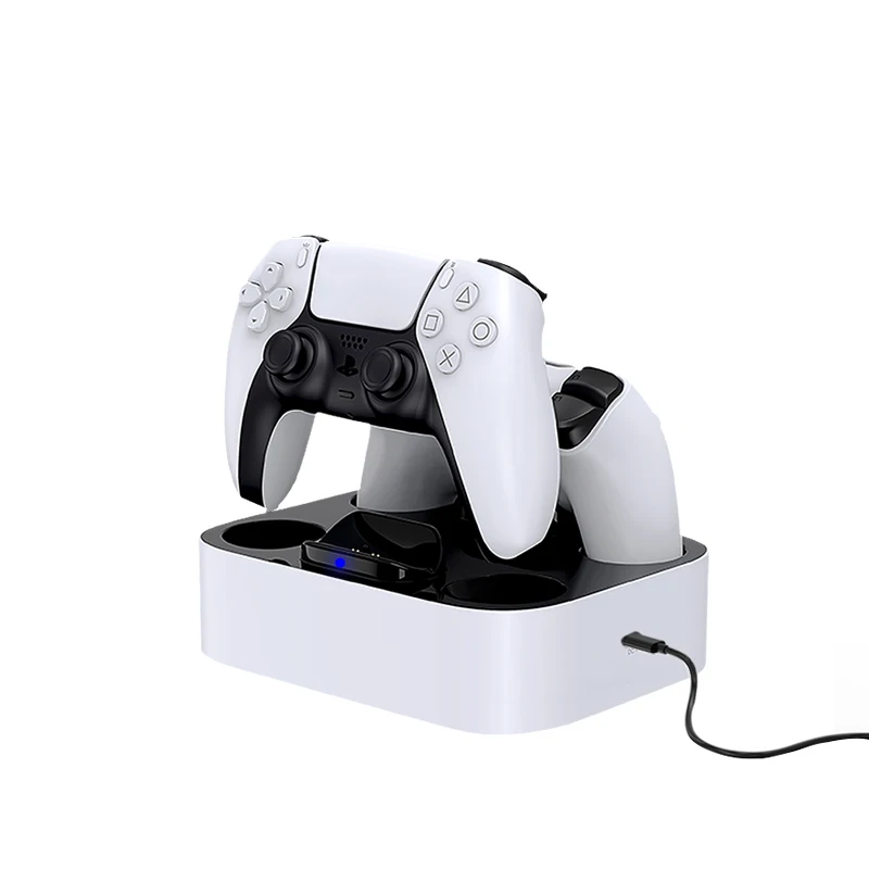 

New 2 in 1 design PS5 controller charger Dualsense controllers dual charging station for playstation 5, White