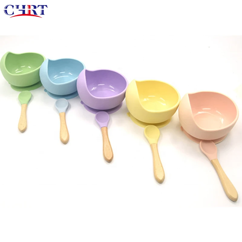 

CHRT Wholesale Custom Baby Products silicone mixing bowlbaby bowl and spoon baby feeding bowl set Feeding Printed