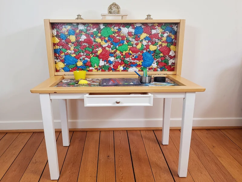 Dollar Tree recycled material art station for children