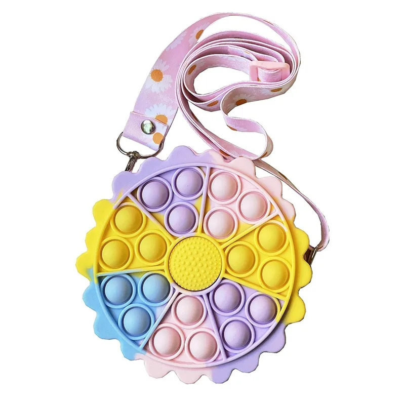 

Custom Girls Coin Key Purse Women Crossbody Flower Mini Silicone Pop Coin Purse Handbags Fidget Toy Bags, As picture