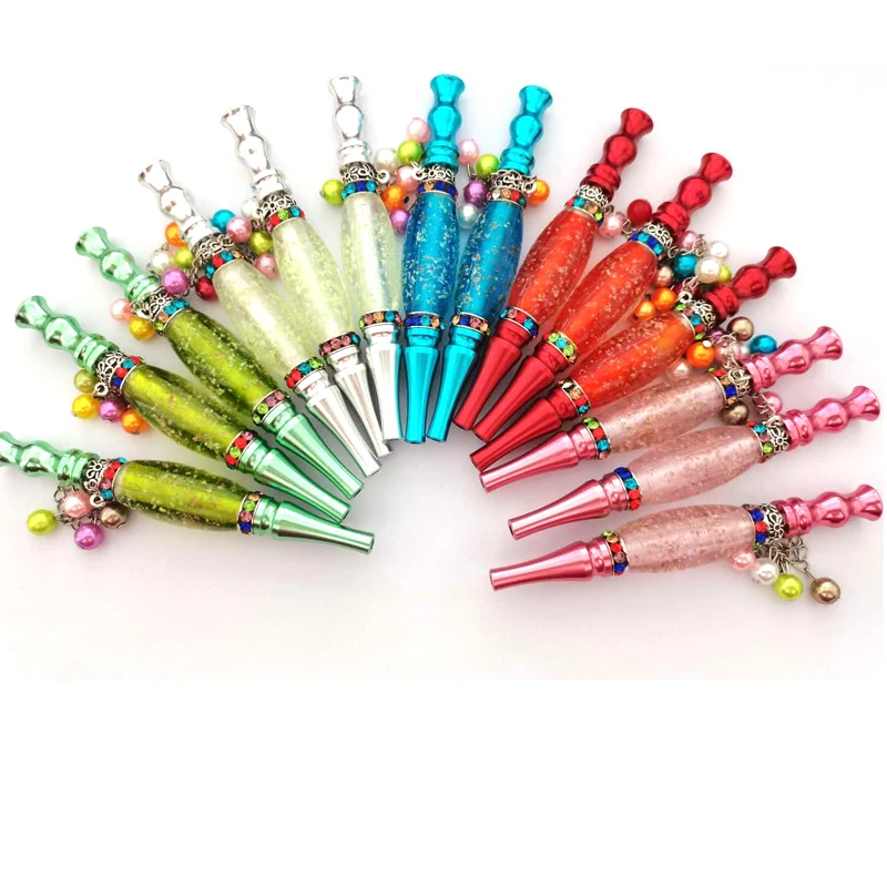 

Colorful Blunt holder with Glow in the dark luminous Ball hookah mouth tips wholesale hookah Mouthpiece metal hookah tips