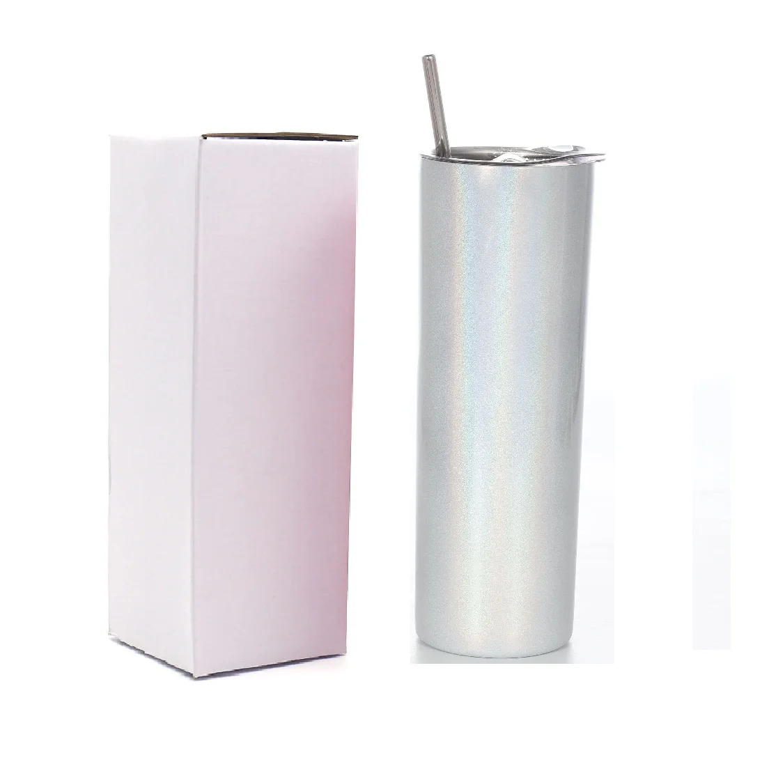 

Hot Sale Custom 20oz 30oz Stainless Steel Straight Glitter Tumbler Cups with Sublimation Coating, Customized colors acceptable